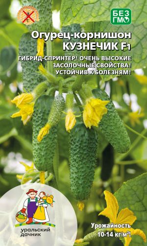 Огурец КУЗНЕЧИК F1 — Самоопыляемый, тёмно-зелёный!